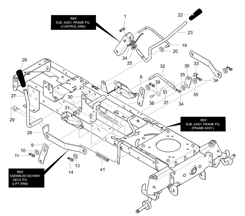 Mower Suspension Assembly Diagram and Parts List for 42581X58A 2001 Briggs and Stratton Lawn Tractor